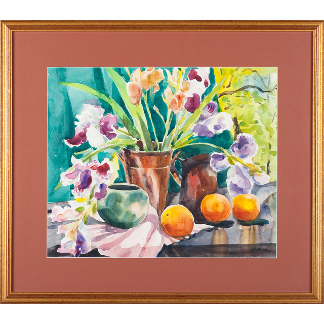 Iris in a Copper Vase